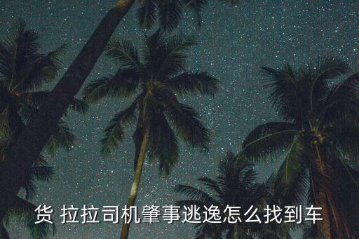 货 拉拉司机肇事逃逸怎么找到车