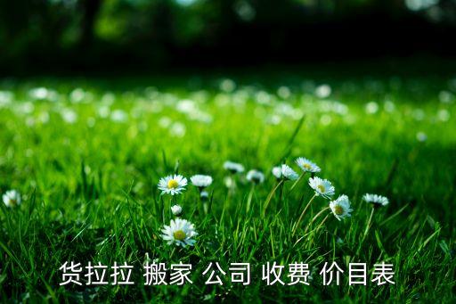 货拉拉 搬家 公司 收费 价目表