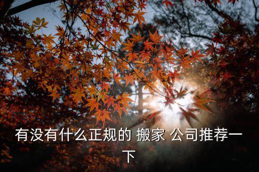 有没有什么正规的 搬家 公司推荐一下