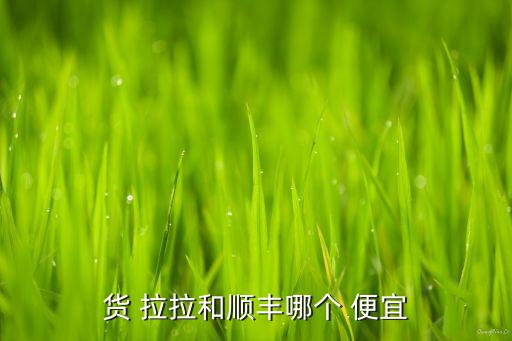 货 拉拉和顺丰哪个 便宜