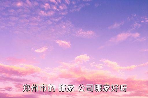  郑州市的 搬家 公司哪家好呀