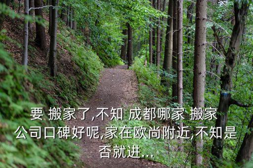 要 搬家了,不知 成都哪家 搬家 公司口碑好呢,家在欧尚附近,不知是否就进...
