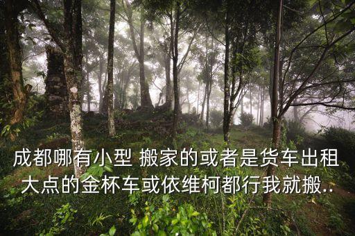 成都哪有小型 搬家的或者是货车出租大点的金杯车或依维柯都行我就搬...