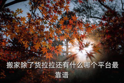  搬家除了货拉拉还有什么哪个平台最靠谱