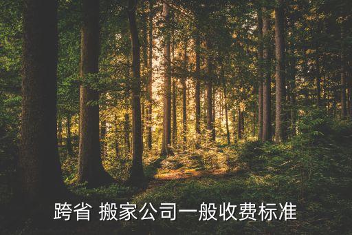 跨省 搬家公司一般收费标准