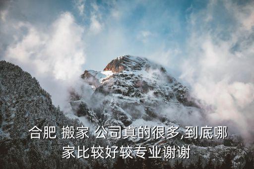  合肥 搬家 公司真的很多,到底哪家比较好较专业谢谢