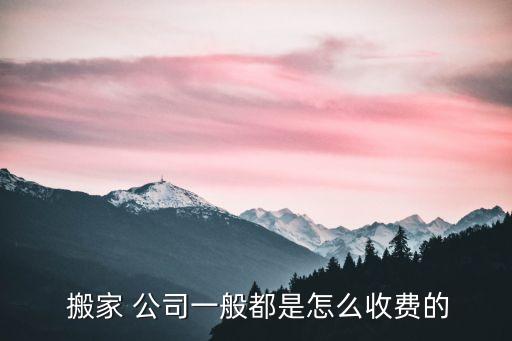 搬家 公司一般都是怎么收费的