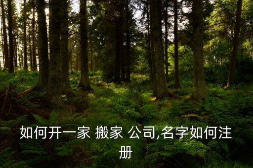 如何开一家 搬家 公司,名字如何注册