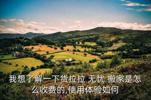 我想了解一下货拉拉 无忧 搬家是怎么收费的,使用体验如何