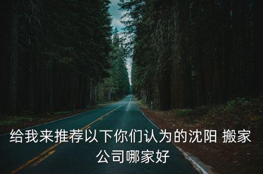 给我来推荐以下你们认为的沈阳 搬家 公司哪家好