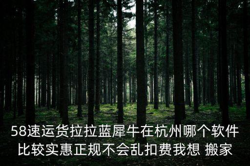 58速运货拉拉蓝犀牛在杭州哪个软件比较实惠正规不会乱扣费我想 搬家