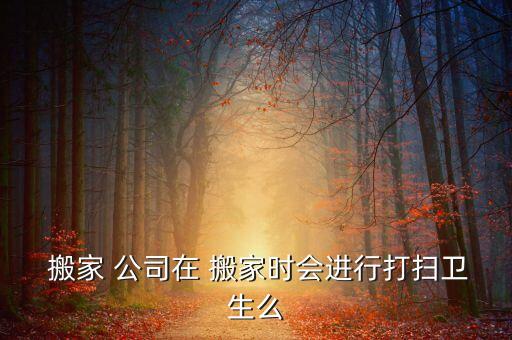  搬家 公司在 搬家时会进行打扫卫生么