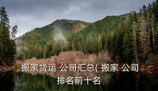  搬家货运 公司汇总( 搬家 公司排名前十名