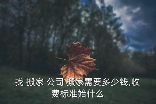 找 搬家 公司 搬家需要多少钱,收费标准始什么