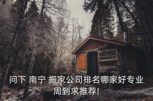 问下 南宁 搬家公司排名哪家好专业周到求推荐!