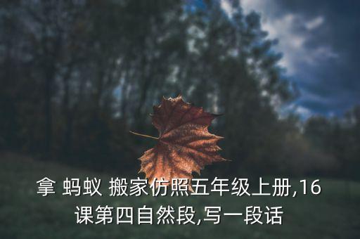 拿 蚂蚁 搬家仿照五年级上册,16课第四自然段,写一段话