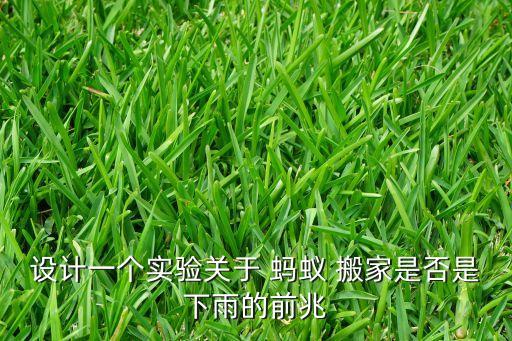 设计一个实验关于 蚂蚁 搬家是否是下雨的前兆