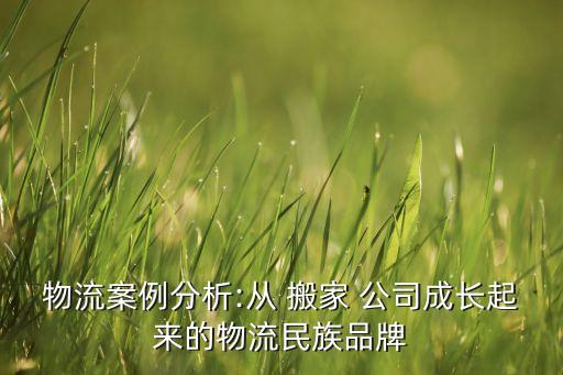 物流案例分析:从 搬家 公司成长起来的物流民族品牌