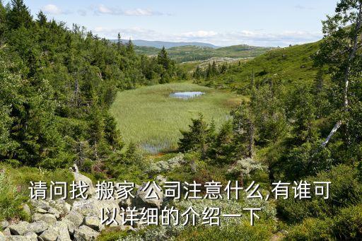 请问找 搬家 公司注意什么,有谁可以详细的介绍一下