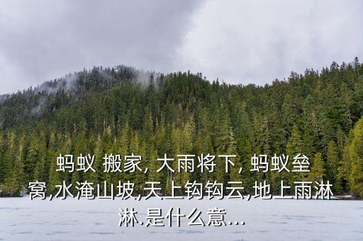  蚂蚁 搬家, 大雨将下, 蚂蚁垒窝,水淹山坡,天上钩钩云,地上雨淋淋.是什么意...