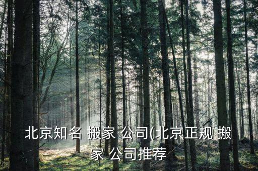 北京知名 搬家 公司(北京正规 搬家 公司推荐