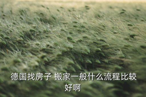  德国找房子 搬家一般什么流程比较好啊