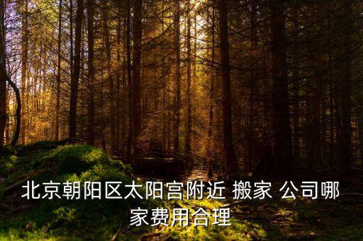 北京朝阳区太阳宫附近 搬家 公司哪家费用合理