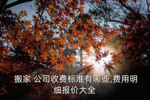  搬家 公司收费标准有哪些,费用明细报价大全