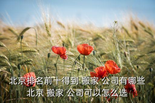 北京排名前十得到 搬家 公司有哪些北京 搬家 公司可以怎么选