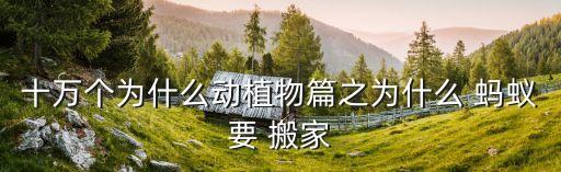 十万个为什么动植物篇之为什么 蚂蚁要 搬家