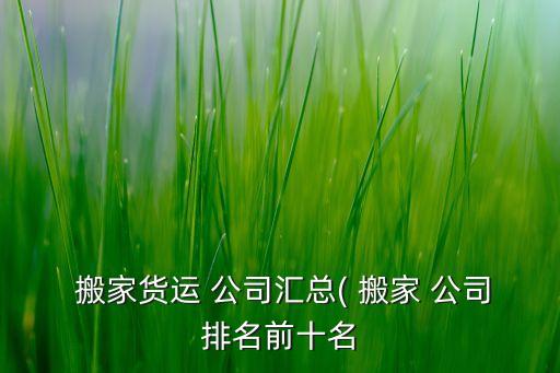  搬家货运 公司汇总( 搬家 公司排名前十名