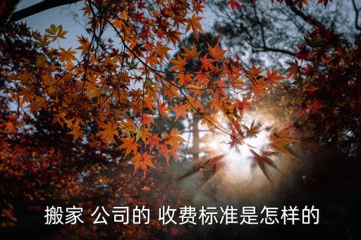 搬家 公司的 收费标准是怎样的
