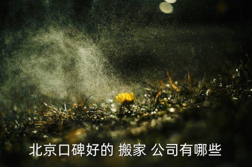 北京口碑好的 搬家 公司有哪些