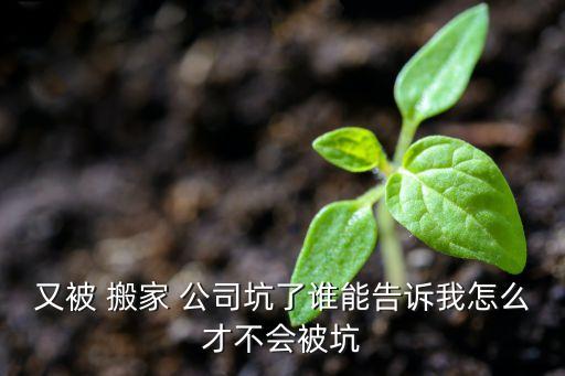 又被 搬家 公司坑了谁能告诉我怎么才不会被坑