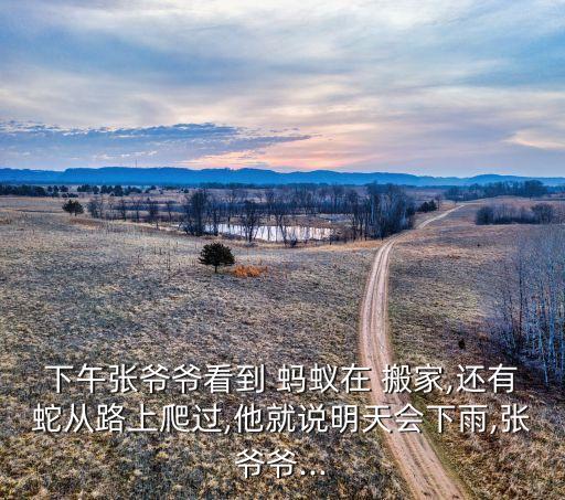 下午张爷爷看到 蚂蚁在 搬家,还有蛇从路上爬过,他就说明天会下雨,张爷爷...
