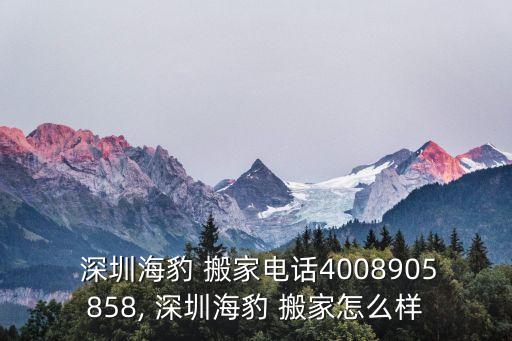  深圳海豹 搬家电话4008905858, 深圳海豹 搬家怎么样