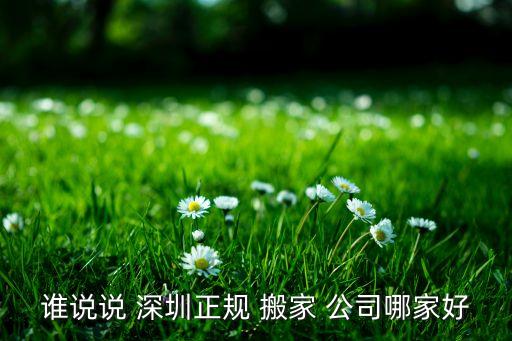 谁说说 深圳正规 搬家 公司哪家好